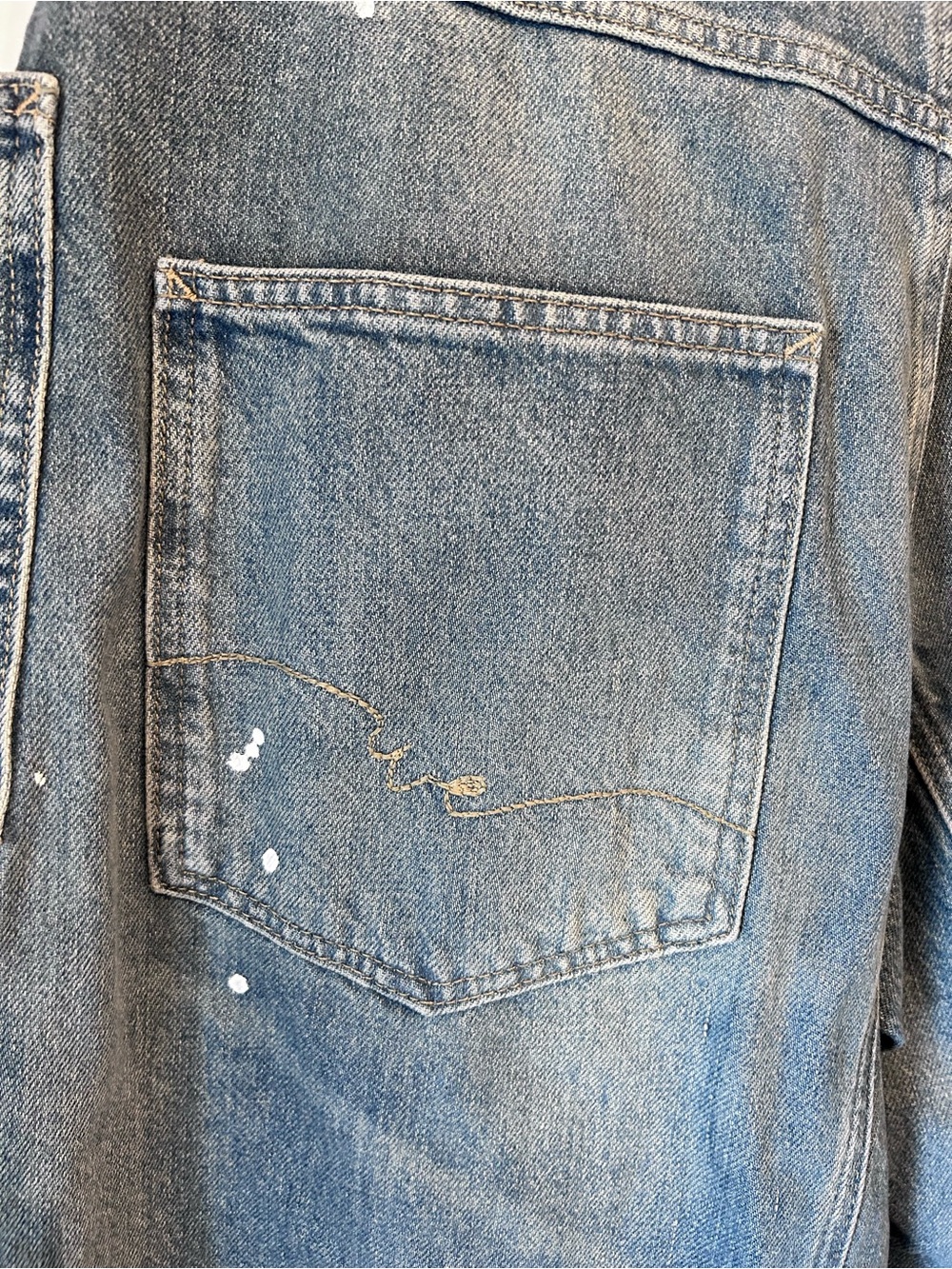 Free People We The Free Moxie Barrel Jeans Blue Paint Splatter Size 28 NWT Boho - Picture 11 of 13